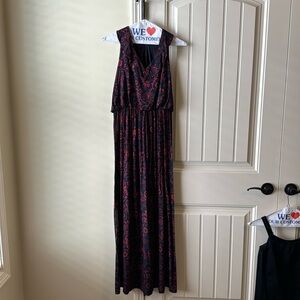 Loft Long Dress Large Petite Blue Red